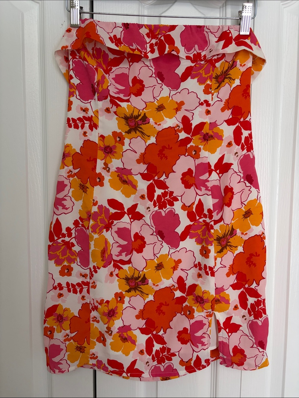 Princess Polly Floral Strapless Summer Dress in Pink, Orange & Yellow 6